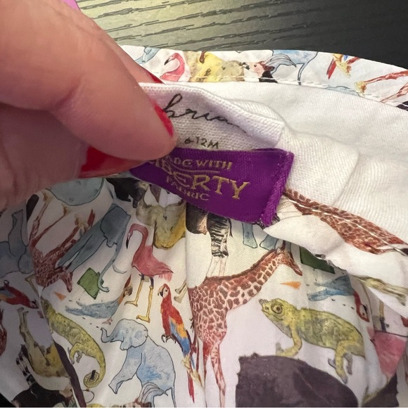 Briar Baby Bonnet Liberty London Fabric Animalia 6-12 Months NWT - Picture 8 of 9